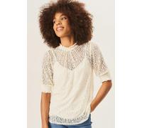 Gini London Cream High Neck Lace Loose Fit Blouse - UK 8 / US 4 / EU 36