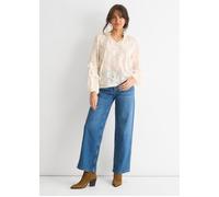 Gini London Cream Jacquard Floral Long Sleeve Blouse Cream 10