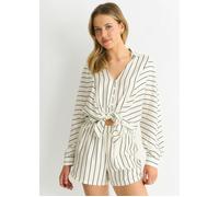 Gini London Cream Long Sleeve Batwing Stripe Shirt - UK 12 / US 8 / EU 40