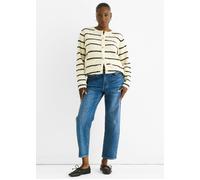 Gini London Cream Stripe Boucle Recycle Knit Cardigan - S-M (UK 8-10/US 4-6/EU 36-38)