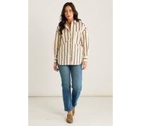 Gini London Cream Stripe Cotton Button Through Shirt Cream