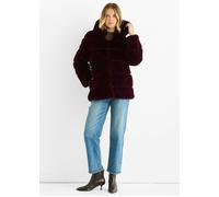 Gini London Dark Burgundy Horizontal Cut Fur Hooded Jacket - S-M (UK 8-10/US 4-6/EU 36-38)