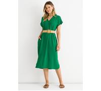 Gini London Green Air Flow Belted Oversized Dress Green