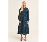 Gini London Green Animal Print Long Sleeve Midaxi Dress Green