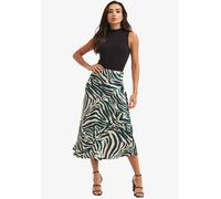 Gini London Green Animal Print Satin Bias Cut Midi Skirt Green 8