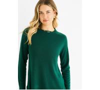 Gini London Green Crew Neck Fine Knit Oversized Jumper - S-M (UK 8-10/US 4-6/EU 36-38)