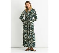 Gini London Green Ikat Print Tie Waist Maxi Dress - M-L (UK 12-14/US 8-10/EU 40-42)
