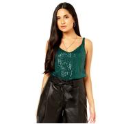 Gini London Green Sequin V Neck Cami Top Green M/L