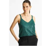 Gini London Green Sequin V Neck Cami Top - Green - S-M (UK 8-10/US 4-6/EU 36-38)