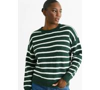 Gini London Green Stripe Chunky Knit Oversized Jumper - L-XL (UK 14-16/US 10-12/EU 42-44)