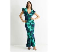 Gini London Green Watercolour Floral Maxi Dress - UK 10 / US 6 / EU 38