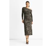 Gini London Grey Animal Jersey Animal One Shoulder Midi Dress - UK 8 / US 4 / EU 36