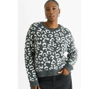 Gini London Grey Animal Pattern Loose Fit Knit Jumper - L-XL (UK 14-16/US 10-12/EU 42-44)
