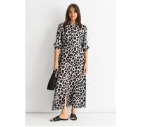 Gini London Grey Animal Print Shirt Maxi Dress In Light Grey Light Grey 10