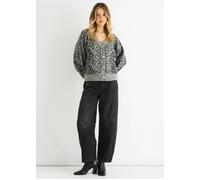 Gini London Grey Animal Print Wool Mix Cardigan Look Jumper - L-XL (UK 14-16/US 10-12/EU 42-44)