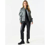 Gini London Grey Metallic Elasticated Waist Bomber Jacket - S-M (UK 8-10/US 4-6/EU 36-38)