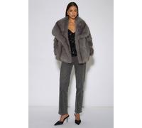 Gini London Grey Ombre Lapel Faux Fur Jacket Grey