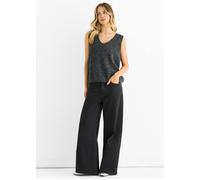 Gini London Grey Sequin Sparkle V Neck Vest Knit Jumper Grey