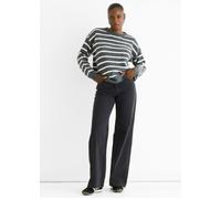 Gini London Grey Stripe Chunky Knit Oversized Jumper Grey M/L