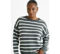 Gini London Grey Stripe Chunky Knit Oversized Jumper - M-L (UK 12-14/US 8-10/EU 40-42)