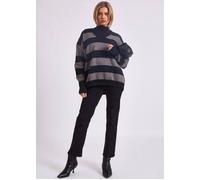 Gini London Grey Wide Stripe Oversized Jumper Grey