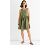 Gini London Khaki Cotton Rib Top Skater Mini Dress Khaki