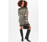 Gini London Khaki High Neck Stripe Oversized Tunic Dress Khaki M/L
