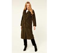 Gini London Khaki Longline Teddy Coat - S-M (UK 8-10/US 4-6/EU 36-38)