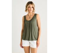 Gini London Khaki Round Neck Oversized Sleeveless Top Khaki