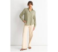Gini London Khaki Stripe Oversized Shirt In Light Khaki Light Khaki L/XL