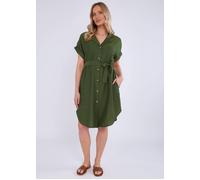 Gini London Khaki Utility Belted Oversized Viscose Shirt Dress Khaki