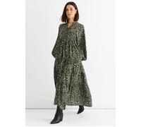 Gini London Khaki Viscose Animal Oversized Smock Maxi Dress Khaki