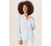 Gini London Light Blue Dobby Chiffon Frill Neck Blouse Light Blue 10