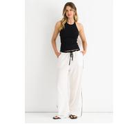 Gini London Linen Look Contrast Stripe Drawstring Trouser In White White 6