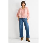 Gini London Long Sleeeves Tie Detail Ruffle Blouse In Pink Pink 12