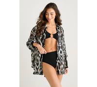 Gini London Mono Abstract Print Oversized Shirt In Black Black