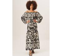 Gini London Mono Border Print Bardot Maxi Dress Multi