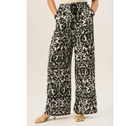 Gini London Mono Ikat Print Wide Leg Trousers - UK 12 / US 8 / EU 40
