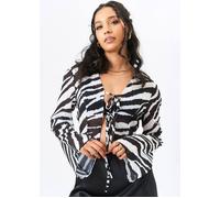 Gini London Mono Monochrome Chiffon Beach Shirt In Black Black 10