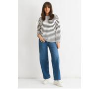 Gini London Mono Stripe Oversized Knit Jumper In White White