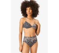 Gini London Mono Swirl Print Underwired Bikini Top In Black Black