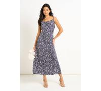 Gini London Navy Animal Print Cowl Midi Dress Navy 8