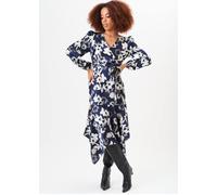 Gini London Navy Assymetric Hem Wrap Midi Dress Navy 12