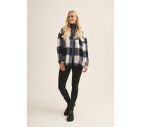 Gini London Navy Check Oversized Pocket Detail Shacket - Navy - L-XL (UK 14-16/US 10-12/EU 42-44)