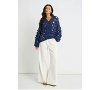 Gini London Navy Hollow Chunky Knit Cardigan - M-L (UK 12-14/US 8-10/EU 40-42)