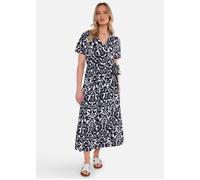 Gini London Navy Short Sleeves Viscose Wrap Midi Dress - M-L (UK 12-14/US 8-10/EU 40-42)