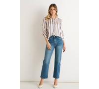 Gini London Navy Stripe Loose Fit Shirt In Beige Beige 10