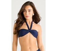 Gini London Navy Twist Front Halter Neck Bikini Top Navy