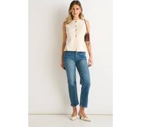 Gini London Off White Button Front Compact Knit Waistcoat Off White S/M