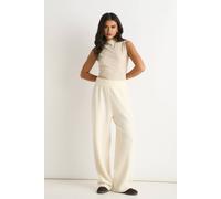 Gini London Off White Knitted Pull On Wide Leg Trousers Off White S/M